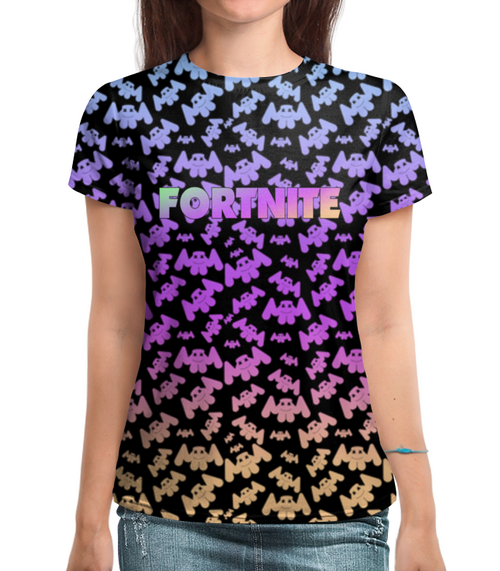Заказать женскую футболку в Москве. Футболка с полной запечаткой (женская)  Marshmello Fortnite от THE_NISE  - готовые дизайны и нанесение принтов.