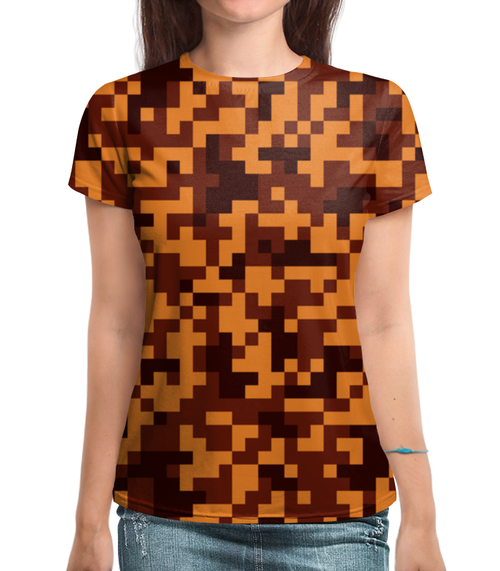 Заказать женскую футболку в Москве. Футболка с полной запечаткой (женская) border pixel от THE_NISE  - готовые дизайны и нанесение принтов.