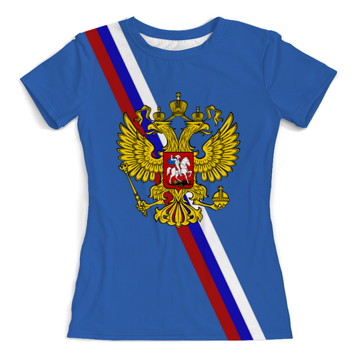 Заказать женскую футболку в Москве. Футболка с полной запечаткой (женская)  Герб России от THE_NISE  - готовые дизайны и нанесение принтов.