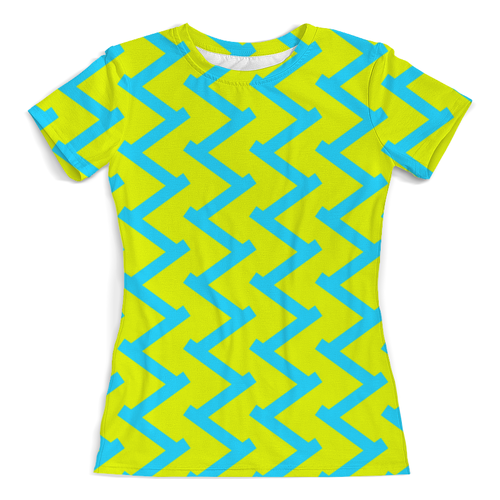 Заказать женскую футболку в Москве. Футболка с полной запечаткой (женская) Желто-голубой узор от THE_NISE  - готовые дизайны и нанесение принтов.