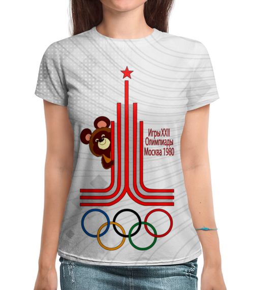 Заказать женскую футболку в Москве. Футболка с полной запечаткой (женская) Олимпиада 1980 от balden - готовые дизайны и нанесение принтов.