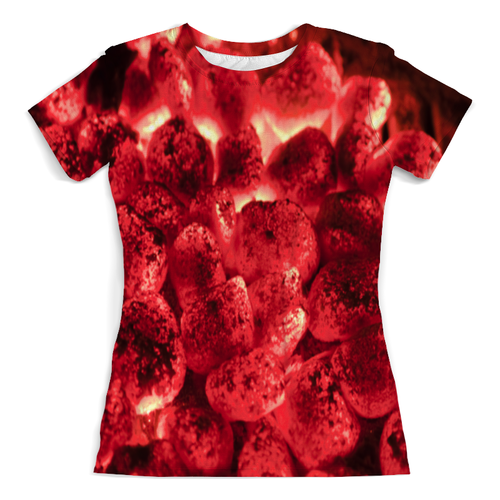 Заказать женскую футболку в Москве. Футболка с полной запечаткой (женская) Красный угли от THE_NISE  - готовые дизайны и нанесение принтов.