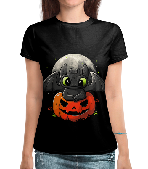 Заказать женскую футболку в Москве. Футболка с полной запечаткой (женская) Halloween            от T-shirt print  - готовые дизайны и нанесение принтов.