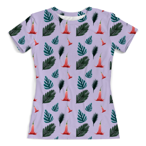 Заказать женскую футболку в Москве. Футболка с полной запечаткой (женская) Тропические растения от Виктория  - готовые дизайны и нанесение принтов.