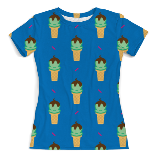 Заказать женскую футболку в Москве. Футболка с полной запечаткой (женская) Мороженое от Pinky-Winky - готовые дизайны и нанесение принтов.