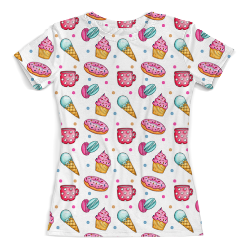 Заказать женскую футболку в Москве. Футболка с полной запечаткой (женская) Акварельные сладости от Antaya - готовые дизайны и нанесение принтов.