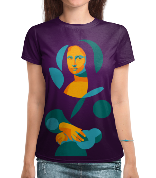 Заказать женскую футболку в Москве. Футболка с полной запечаткой (женская) Mona Lisa от balden - готовые дизайны и нанесение принтов.