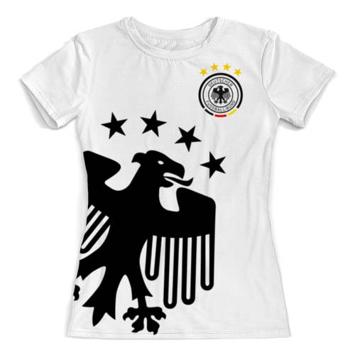 Заказать женскую футболку в Москве. Футболка с полной запечаткой (женская)  Сборная Германии от geekbox - готовые дизайны и нанесение принтов.