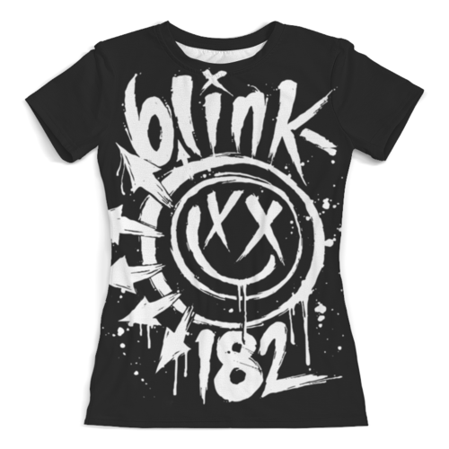 Заказать женскую футболку в Москве. Футболка с полной запечаткой (женская) Blink-182 от geekbox - готовые дизайны и нанесение принтов.