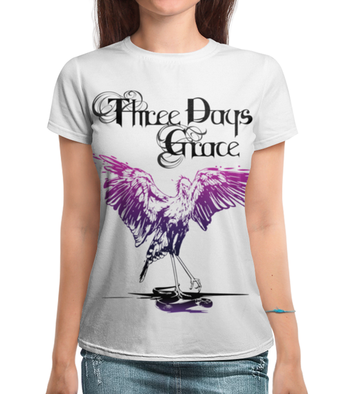 Заказать женскую футболку в Москве. Футболка с полной запечаткой (женская) Three Days Grace от geekbox - готовые дизайны и нанесение принтов.