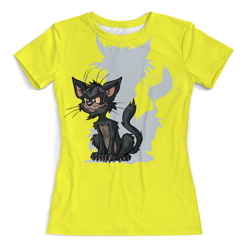 Заказать женскую футболку в Москве. Футболка с полной запечаткой (женская) Смешной котик (1) от T-shirt print  - готовые дизайны и нанесение принтов.