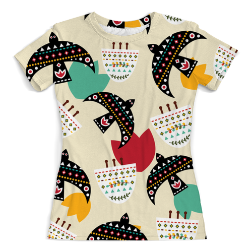 Заказать женскую футболку в Москве. Футболка с полной запечаткой (женская) птички от THE_NISE  - готовые дизайны и нанесение принтов.