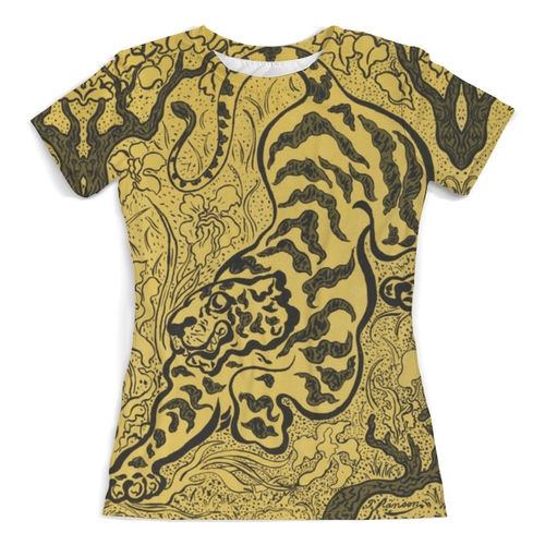 Заказать женскую футболку в Москве. Футболка с полной запечаткой (женская) Тигр в джунглях (Поль-Элье Рансон) от trend - готовые дизайны и нанесение принтов.