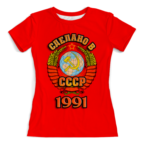 Заказать женскую футболку в Москве. Футболка с полной запечаткой (женская) Сделано в 1991 от weeert - готовые дизайны и нанесение принтов.