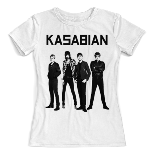 Заказать женскую футболку в Москве. Футболка с полной запечаткой (женская) Kasabian от geekbox - готовые дизайны и нанесение принтов.