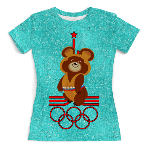 Заказать женскую футболку в Москве. Футболка с полной запечаткой (женская) Олимпийский мишка от ПРИНТЫ ПЕЧАТЬ  - готовые дизайны и нанесение принтов.