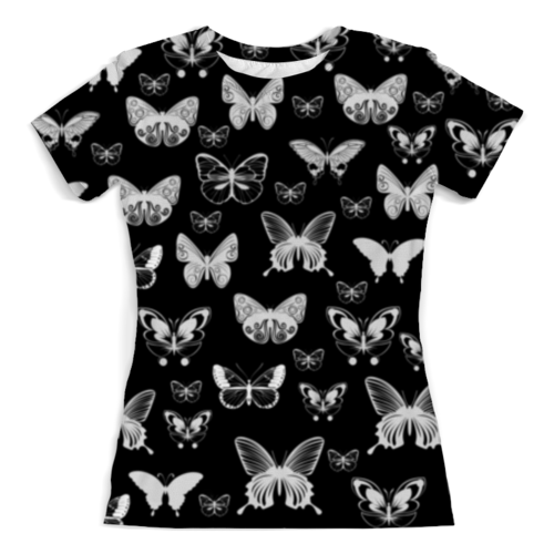 Заказать женскую футболку в Москве. Футболка с полной запечаткой (женская) Бабочки от weeert - готовые дизайны и нанесение принтов.