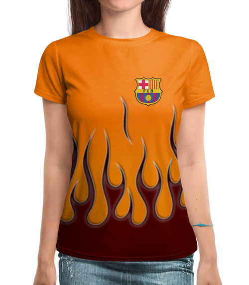 Заказать женскую футболку в Москве. Футболка с полной запечаткой (женская) Barcelona от THE_NISE  - готовые дизайны и нанесение принтов.