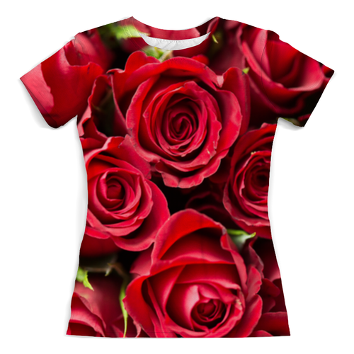 Заказать женскую футболку в Москве. Футболка с полной запечаткой (женская) Букет роз от RED'S - готовые дизайны и нанесение принтов.