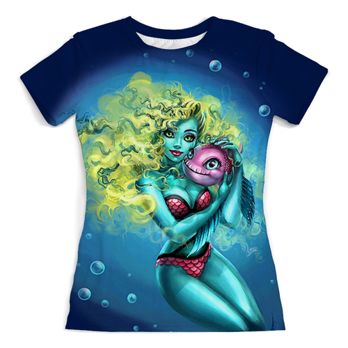 Заказать женскую футболку в Москве. Футболка с полной запечаткой (женская) Lagoona blue от T-shirt print  - готовые дизайны и нанесение принтов.