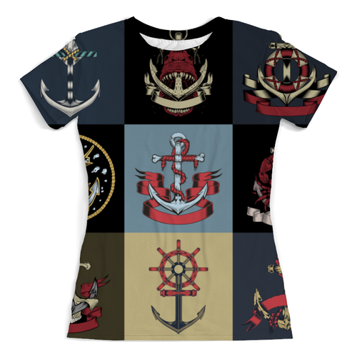 Заказать женскую футболку в Москве. Футболка с полной запечаткой (женская) моряк от THE_NISE  - готовые дизайны и нанесение принтов.
