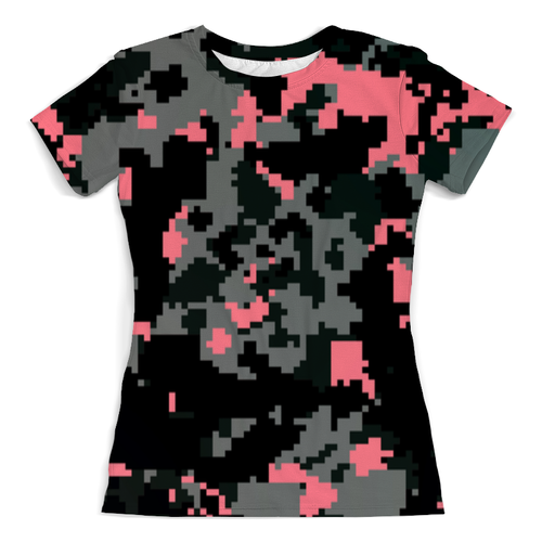 Заказать женскую футболку в Москве. Футболка с полной запечаткой (женская) Розовые пиксели от THE_NISE  - готовые дизайны и нанесение принтов.