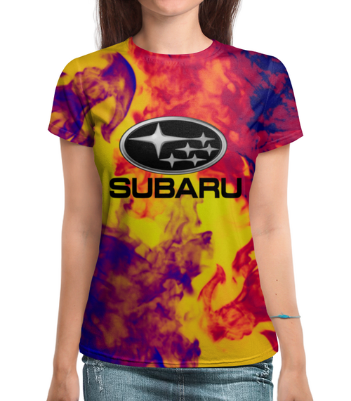 Заказать женскую футболку в Москве. Футболка с полной запечаткой (женская) Subaru от THE_NISE  - готовые дизайны и нанесение принтов.