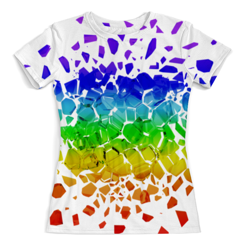 Заказать женскую футболку в Москве. Футболка с полной запечаткой (женская) Broken rainbow от FireFoxa - готовые дизайны и нанесение принтов.