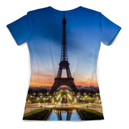 Заказать женскую футболку в Москве. Футболка с полной запечаткой (женская) Париж Эйфелева башня от Fil6 - готовые дизайны и нанесение принтов.