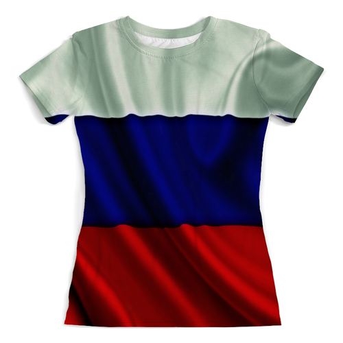 Заказать женскую футболку в Москве. Футболка с полной запечаткой (женская) Триколор от THE_NISE  - готовые дизайны и нанесение принтов.
