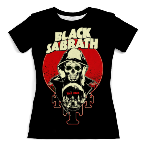 Заказать женскую футболку в Москве. Футболка с полной запечаткой (женская) Black Sabbath от geekbox - готовые дизайны и нанесение принтов.