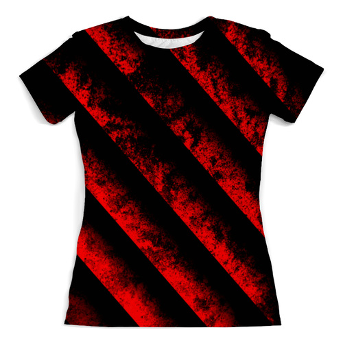 Заказать женскую футболку в Москве. Футболка с полной запечаткой (женская) Черно-красные полосы от THE_NISE  - готовые дизайны и нанесение принтов.