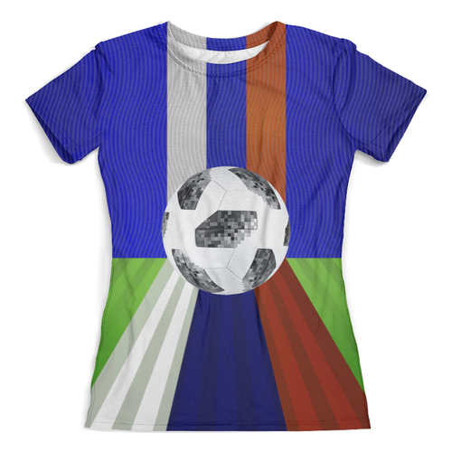 Заказать женскую футболку в Москве. Футболка с полной запечаткой (женская) SOCCER Design от balden - готовые дизайны и нанесение принтов.