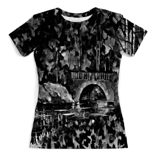 Заказать женскую футболку в Москве. Футболка с полной запечаткой (женская) Черно-белый пейзаж от THE_NISE  - готовые дизайны и нанесение принтов.