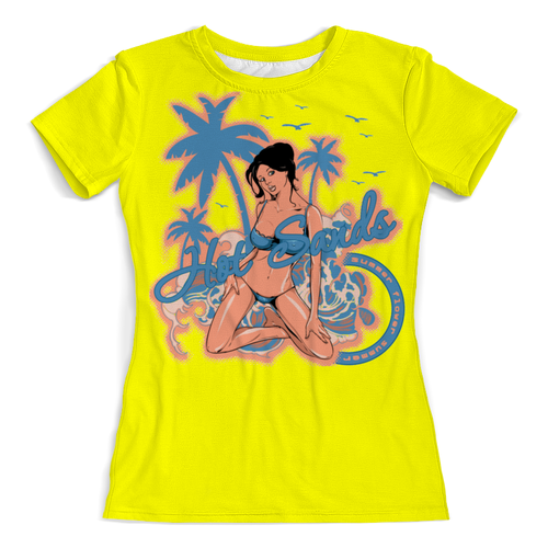 Заказать женскую футболку в Москве. Футболка с полной запечаткой (женская) Девушка на отдыхе от T-shirt print  - готовые дизайны и нанесение принтов.