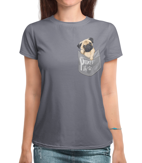 Заказать женскую футболку в Москве. Футболка с полной запечаткой (женская)  Pock Pug от T-shirt print  - готовые дизайны и нанесение принтов.