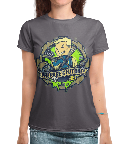 Заказать женскую футболку в Москве. Футболка с полной запечаткой (женская) Fallout Game от balden - готовые дизайны и нанесение принтов.