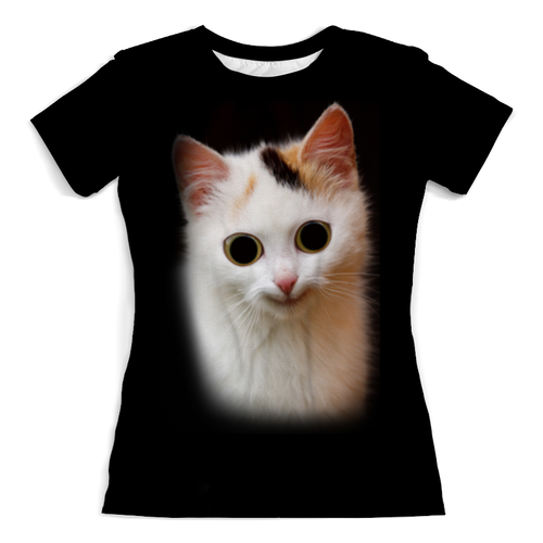 Заказать женскую футболку в Москве. Футболка с полной запечаткой (женская) Смешной котик от weeert - готовые дизайны и нанесение принтов.