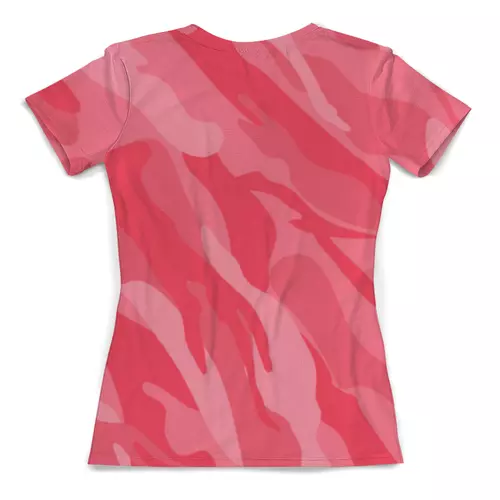 Заказать женскую футболку в Москве. Футболка с полной запечаткой (женская) Розовый камуфляж от skynatural - готовые дизайны и нанесение принтов.