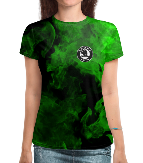 Заказать женскую футболку в Москве. Футболка с полной запечаткой (женская) Skoda от THE_NISE  - готовые дизайны и нанесение принтов.