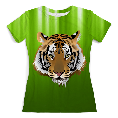 Заказать женскую футболку в Москве. Футболка с полной запечаткой (женская) Взгляд тигра от Виктор Гришин - готовые дизайны и нанесение принтов.