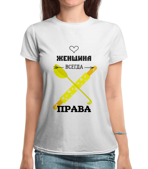 Заказать женскую футболку в Москве. Футболка с полной запечаткой (женская) скалка и половник от evragka  - готовые дизайны и нанесение принтов.