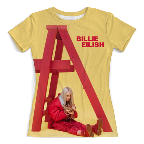 Заказать женскую футболку в Москве. Футболка с полной запечаткой (женская) Billie Eilish от geekbox - готовые дизайны и нанесение принтов.