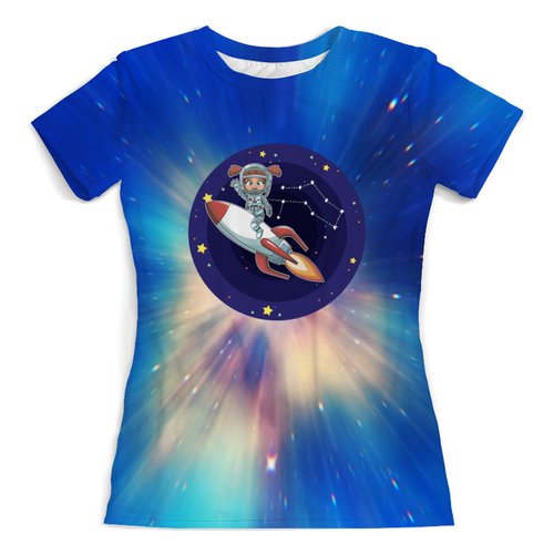 Заказать женскую футболку в Москве. Футболка с полной запечаткой (женская) Космонавт от THE_NISE  - готовые дизайны и нанесение принтов.