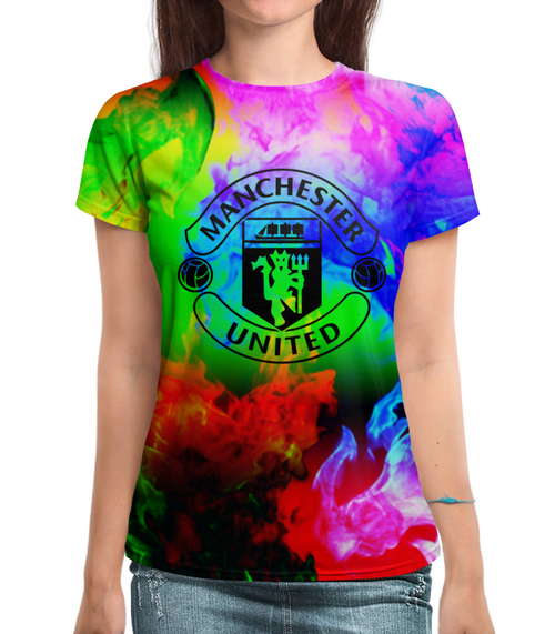 Заказать женскую футболку в Москве. Футболка с полной запечаткой (женская) Manchester United от THE_NISE  - готовые дизайны и нанесение принтов.