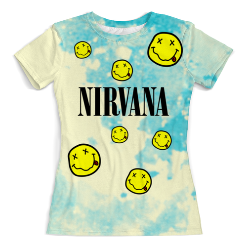 Заказать женскую футболку в Москве. Футболка с полной запечаткой (женская) Nirvana от geekbox - готовые дизайны и нанесение принтов.