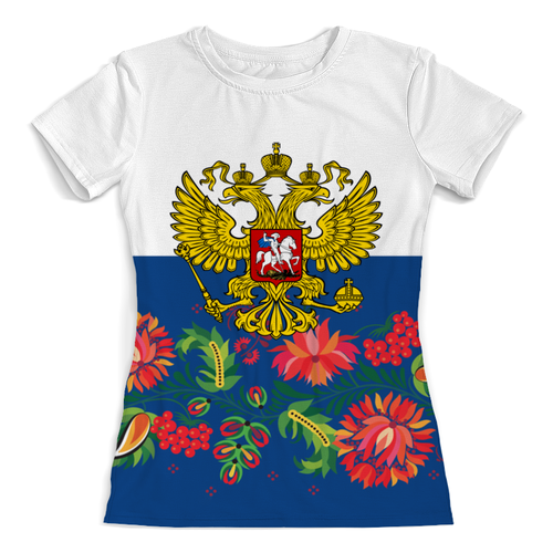 Заказать женскую футболку в Москве. Футболка с полной запечаткой (женская) Хохлома от THE_NISE  - готовые дизайны и нанесение принтов.