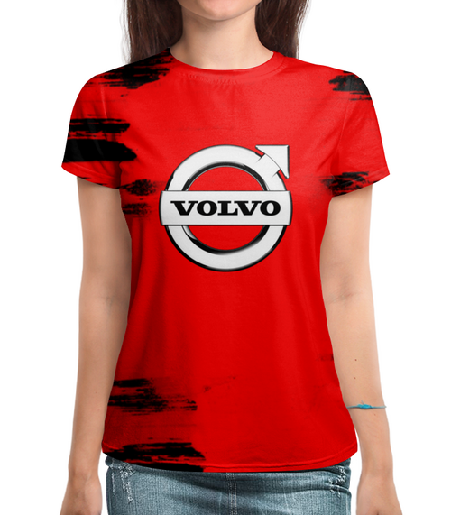 Заказать женскую футболку в Москве. Футболка с полной запечаткой (женская) Volvo от THE_NISE  - готовые дизайны и нанесение принтов.