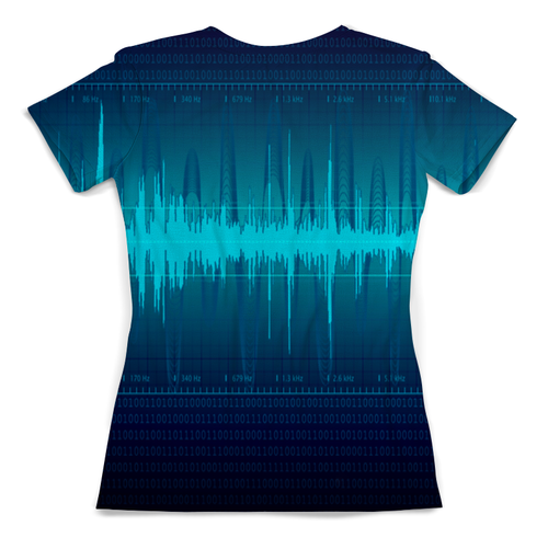 Заказать женскую футболку в Москве. Футболка с полной запечаткой (женская) Звуковая волна от THE_NISE  - готовые дизайны и нанесение принтов.
