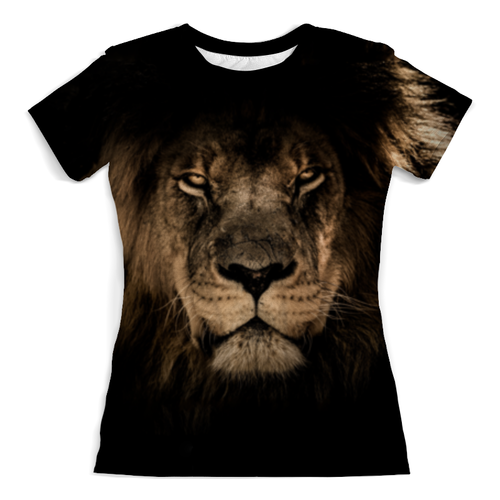 Заказать женскую футболку в Москве. Футболка с полной запечаткой (женская) Хищный лев от weeert - готовые дизайны и нанесение принтов.